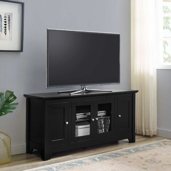 Matte Black 52-Inch TV Console with Four Doors, image 2