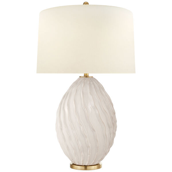 Dianthus Large Table Lamp in Ivory with Natural Percale Shade by Chapman and Myers, image 1