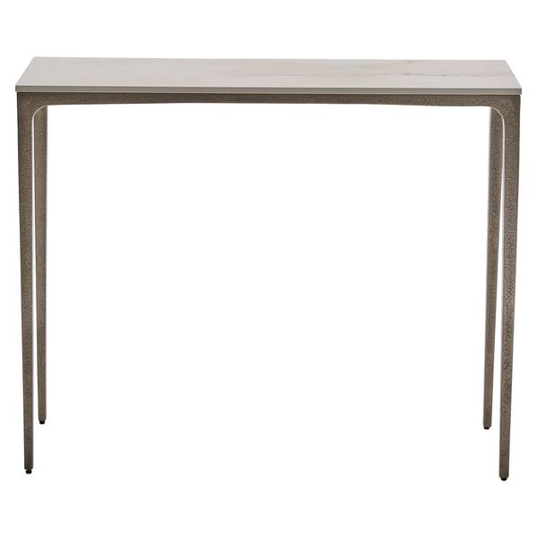 Caprera White Shell and Textured Graphite Outdoor Console Table, image 1