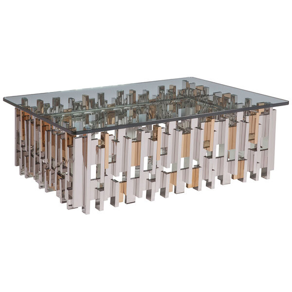 Signature Designs Gold Leaf and Argento Cityscape Rectangular Cocktail Table, image 1