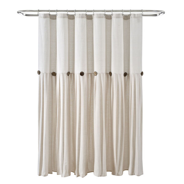 Linen Button Off White 72 x 72 In. Button Single Shower Curtain, image 6