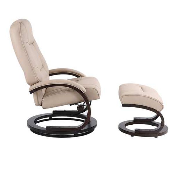 Sundsvall Khaki and Chocolate Air Leather Recliner with Ottoman, Set of 2, image 4