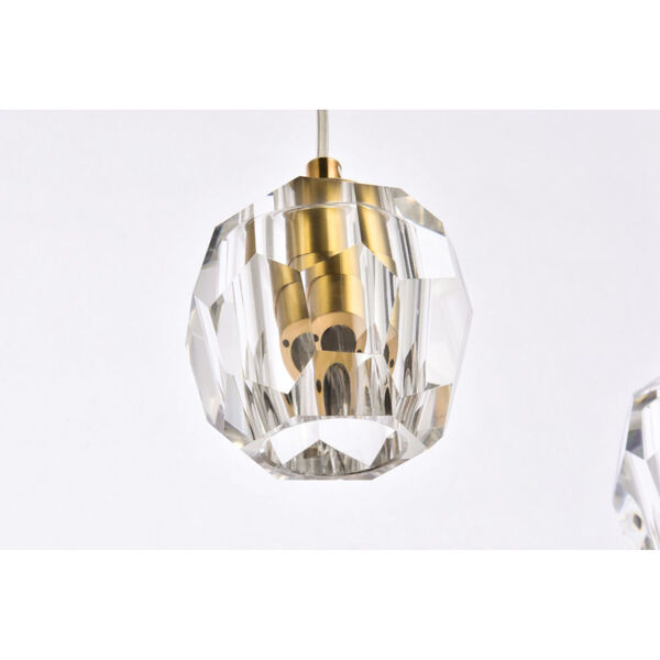 Eren Gold 28-Inch Three-Light Pendant with Royal Cut Clear Crystal, image 6