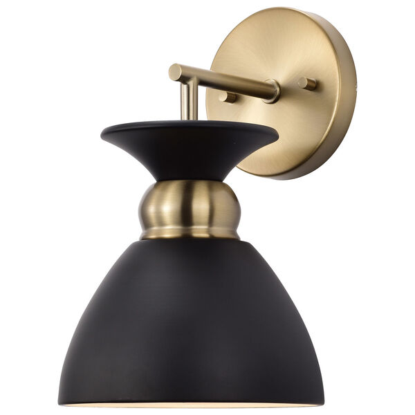 Perkins Matte Black and Burnished Brass One-Light Wall Sconce, image 3