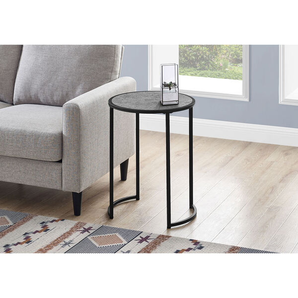 Gray and Black Round End Table, image 2