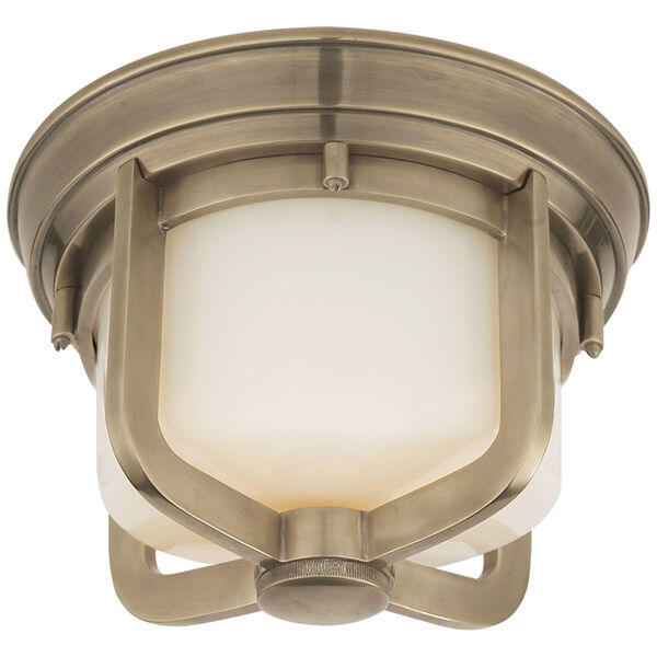 Milton Short Flush Mount in Antique Nickel with White Glass by Thomas O'Brien, image 1