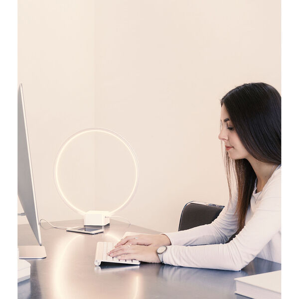 Circle White Integrated LED Table Lamp, image 2
