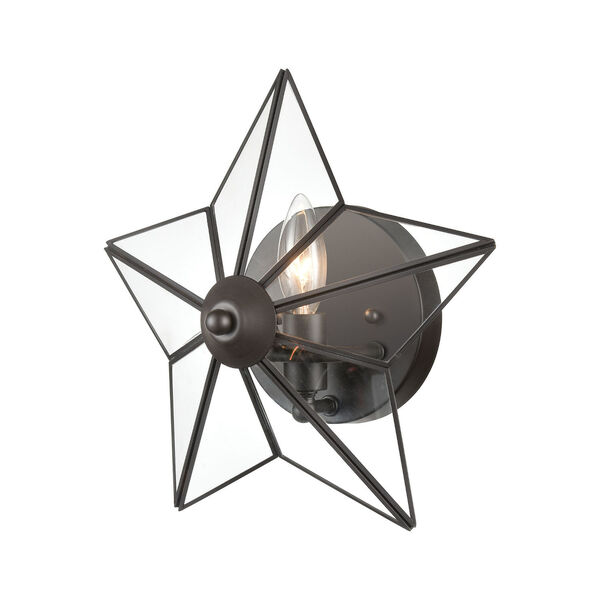 Moravian Star Oil Rubbed Bronze and Clear One-Light Wall Sconce, image 1