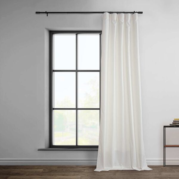 Bright White Dobby Linen 84-Inch Curtain Single Panel, image 2
