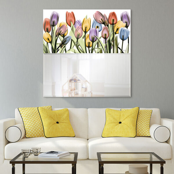 Tulip Scape Multicolor 38 x 38-Inch Square Beveled Wall Mirror, image 1