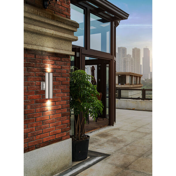 Ascoli Stainless Steel Two-Light Outdoor Sconce with Clear Shade, image 3