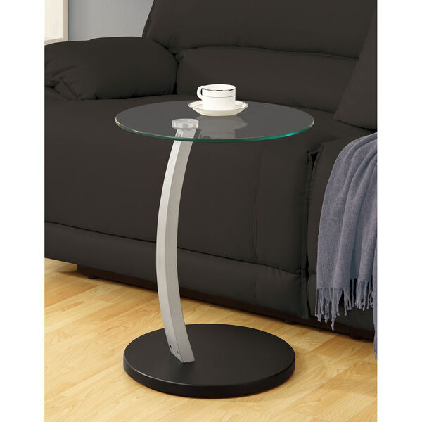 Accent Table - Black / Silver Bentwood w/ Tempered Glass, image 1