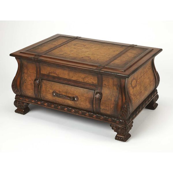 Heritage Leather Bombe Trunk Table, image 1