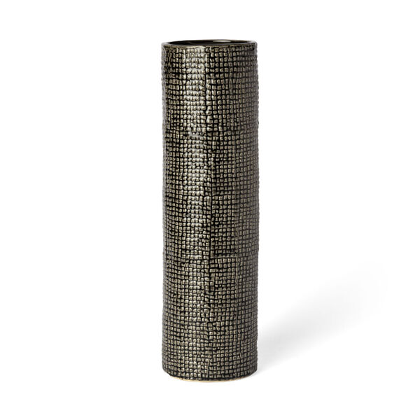 Kona III Black and Gold Large Cylindrical Vase, image 1