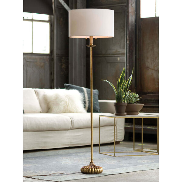 New South Antique Gold Leaf Two-Light Floor Lamp, image 4