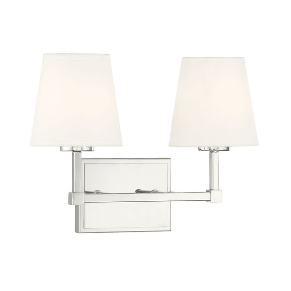 Lowry Polished Nickel Two-light Bath Vanity with White Linen Shade, image 3