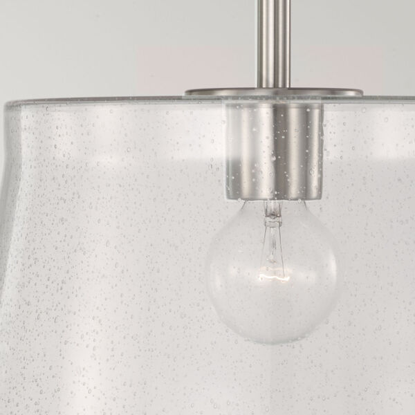 HomePlace Baker Brushed Nickel One-Light Semi-Flush or Pendant with Clear Seeded Glass, image 2