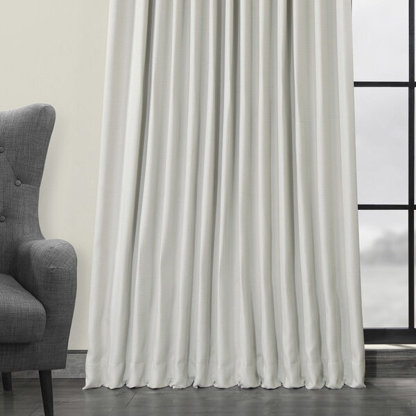 White Faux Linen Extra Wide Blackout Curtain Single Panel, image 5