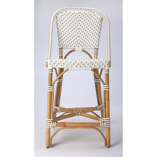 Solstice White and Tan Rattan Counter Stool, image 3