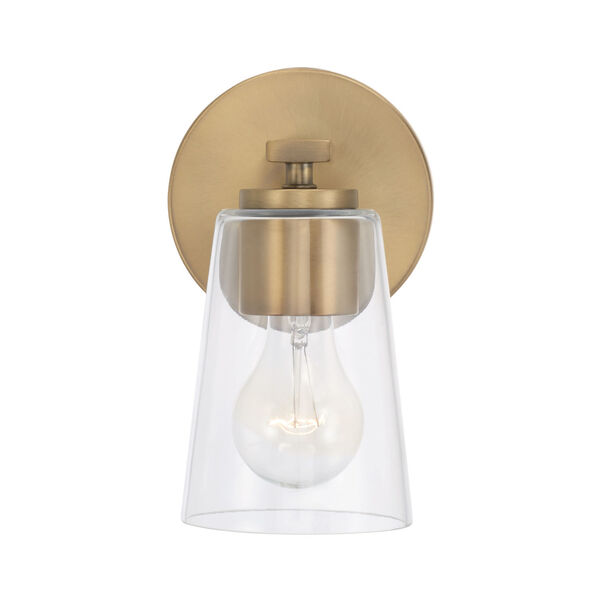 Portman Aged Brass One-Light Sconce with Clear Glass, image 4