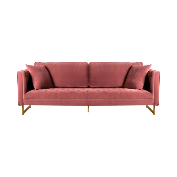 Lenox Pink Metal Antique Brass Sofa, image 1