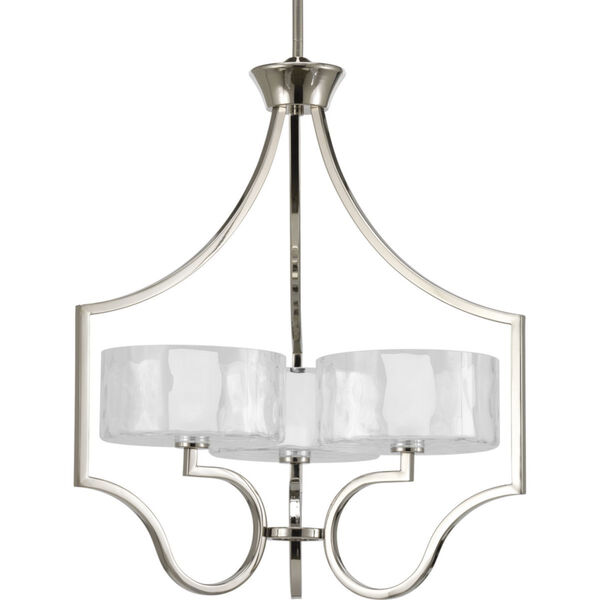 Caress Polished Nickel Three-Light Chandelier with Glass Diffuser, image 1