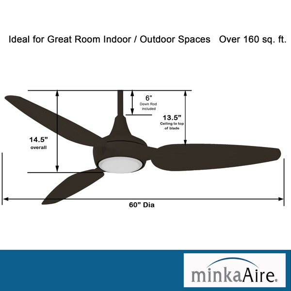 Seacrest Oil Rubbed Bronze 60-Inch Indoor Outdoor Ceiling Fan with LED Light Kit, image 4