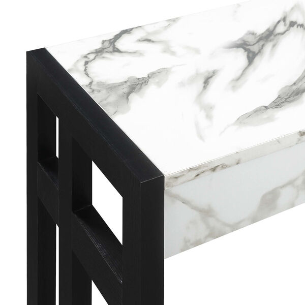 Monterey White Faux Marble and Black Console Table, image 3