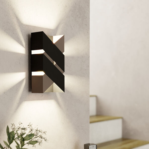 Gurare Structured Black and Mocha Two-Light LED Wall Sconce, image 2