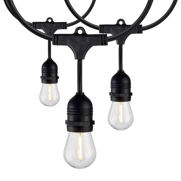 Black 60-Foot LED String Light Fixture, image 1