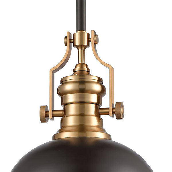 Chadwick Oil Rubbed Bronze and Satin Brass One-Light 13-Inch Pendant, image 4