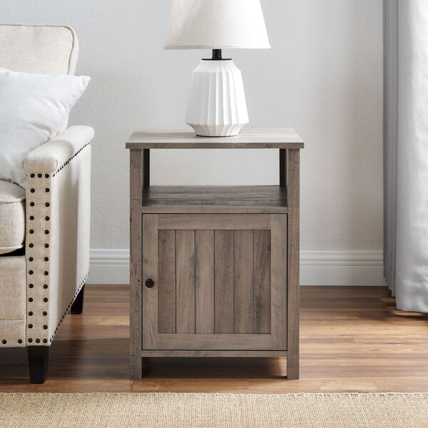 18-Inch Grey Wash Grooved Door Side Table, image 4