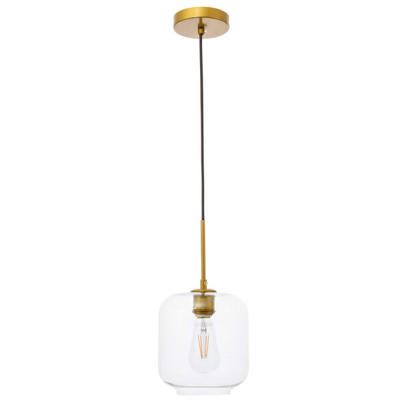 Collier Brass Seven-Inch One-Light Mini Pendant with Clear Glass, image 3