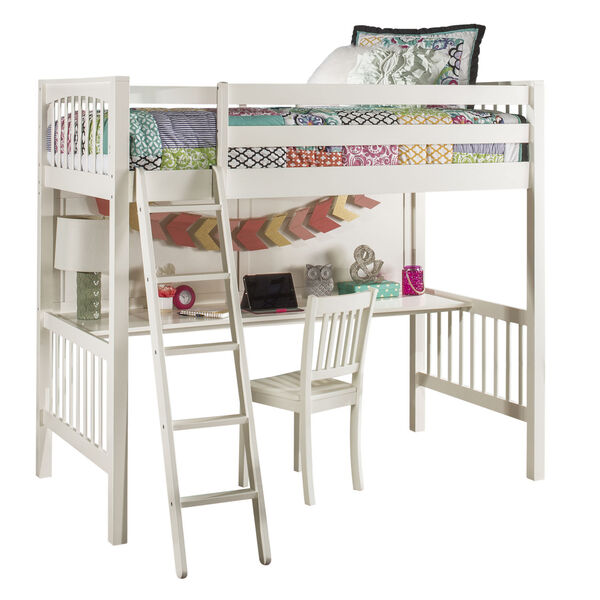 Pulse White Twin Loft Bed With Chair, image 2