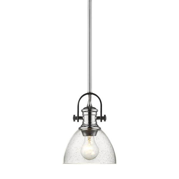 Hines Chrome 7-Inch One-Light Mini Pendant with Seeded Glass, image 1