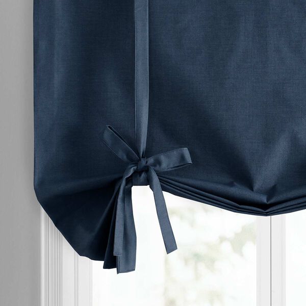 Noble Navy Blue Dune Textured Solid Cotton Tie-Up Window Shade Single Panel, image 4