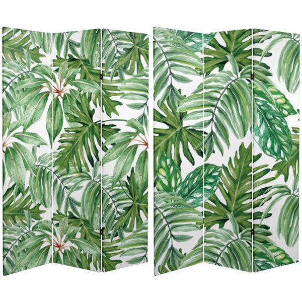 Tall Double Sided Palm Leaves Green Canvas Room Divider, image 1