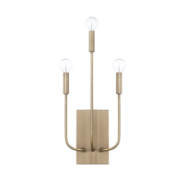 Loring Aged Brass Three-Light Wall Sconce, image 1