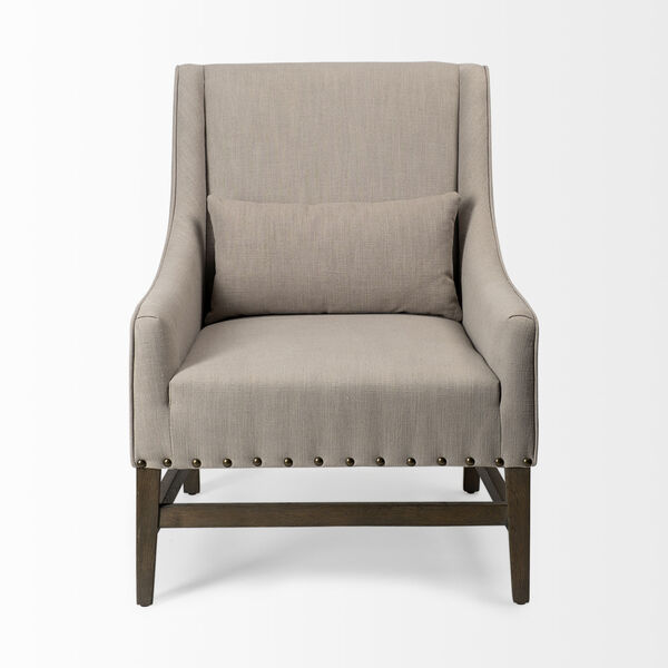 Kensington Gray and Wood Upholstered High Back Arm Chair, image 2