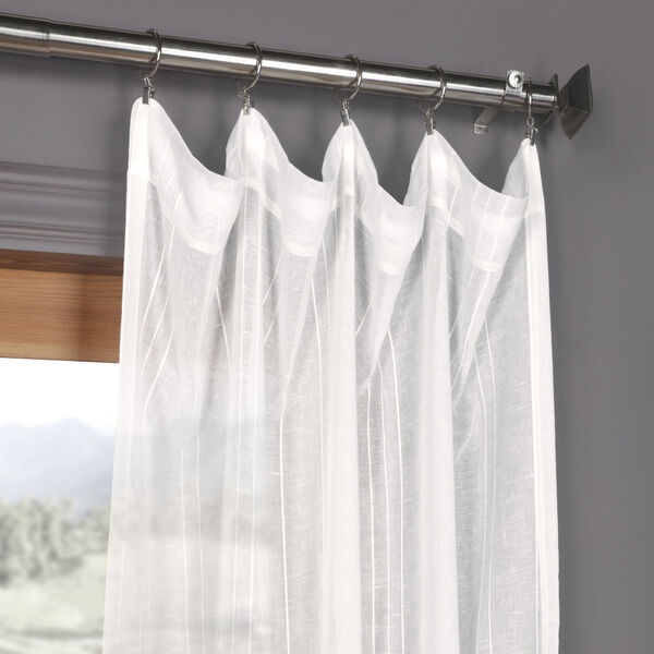White Bordeaux Striped Faux Linen Sheer 96 x 50 In. Curtain Single Panel, image 2