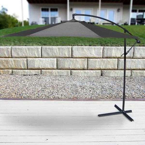 Gray 10-Feet Octagon Offset Outdoor Patio Umbrella with Crank Opening, image 2