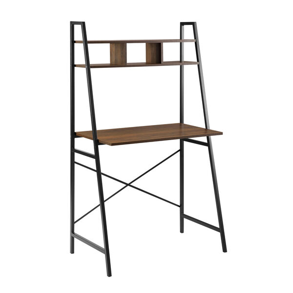 Mini Arlo Dark Walnut and Black Ladder Desk with Storage, image 4