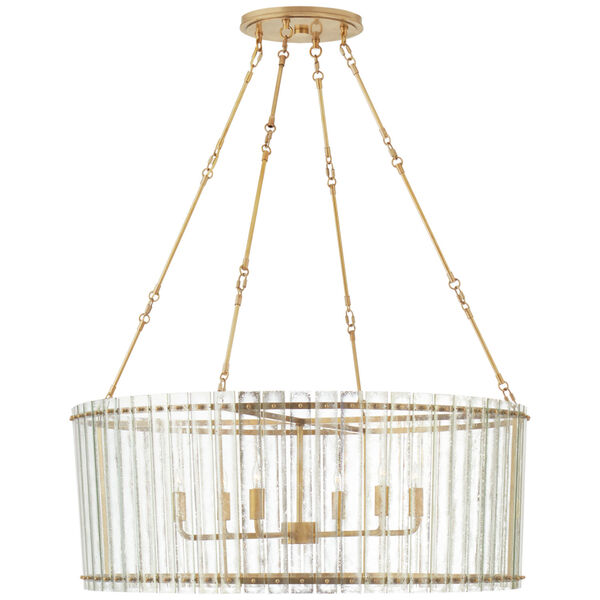 Cadence Large Chandelier in Hand-Rubbed Antique Brass with Antique Mirror by Carrier and Company, image 1