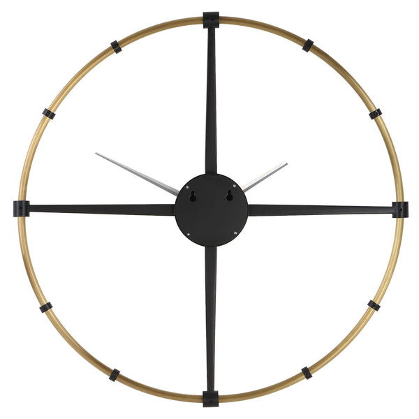 Captain Antique Brushed Brass and Satin Black Wall Clock, image 6