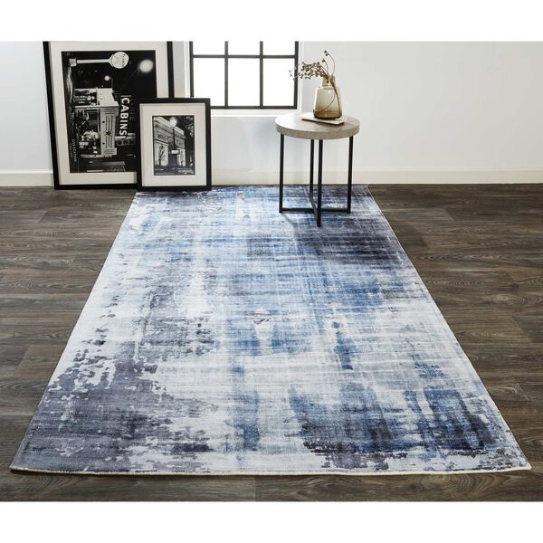 Emory Luxury Glam Abstract Blue Gray Ivory Area Rug, image 2