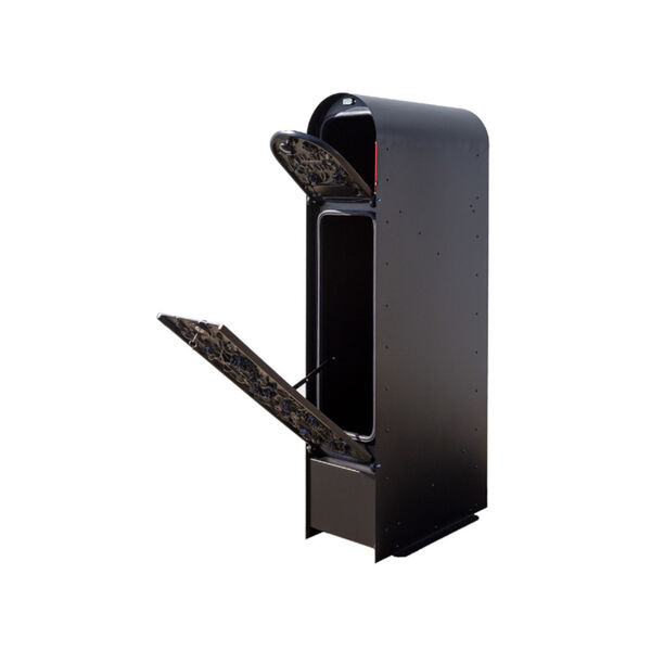 MailKeeper 100 Black 49-Inch Locking Column Mount Mailbox with Decorative Morning Rose Design Front, image 2