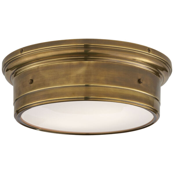 Siena Large Flush Mount in Hand-Rubbed Antique Brass with White Glass by Studio VC, image 1