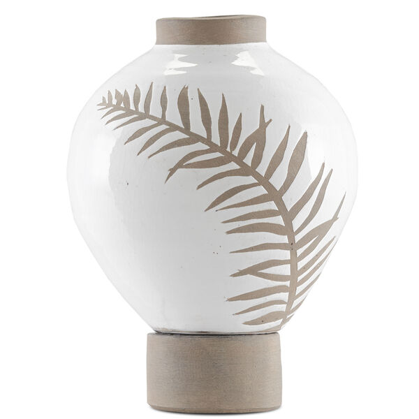 White and Tan Small Fern Vase, image 2