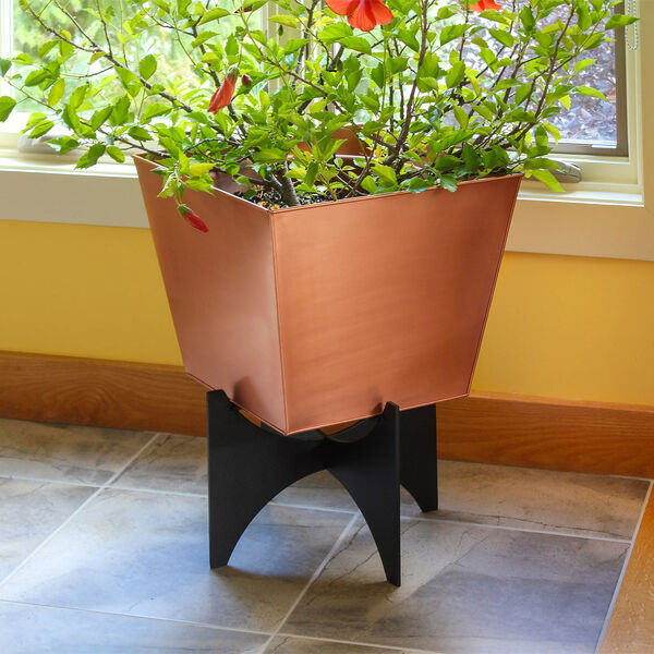 Zaha II Copper Plated Planter with Flower Box, image 10