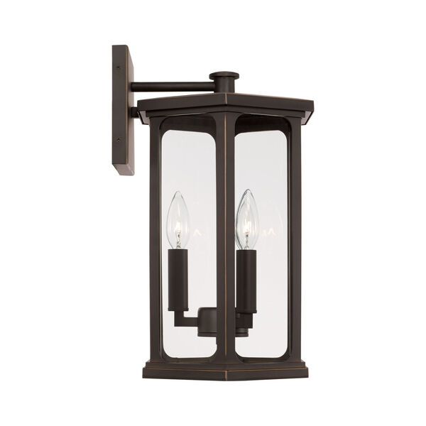 Walton Oiled Bronze Outdoor Three-Light Wall Lantern with Clear Glass, image 5